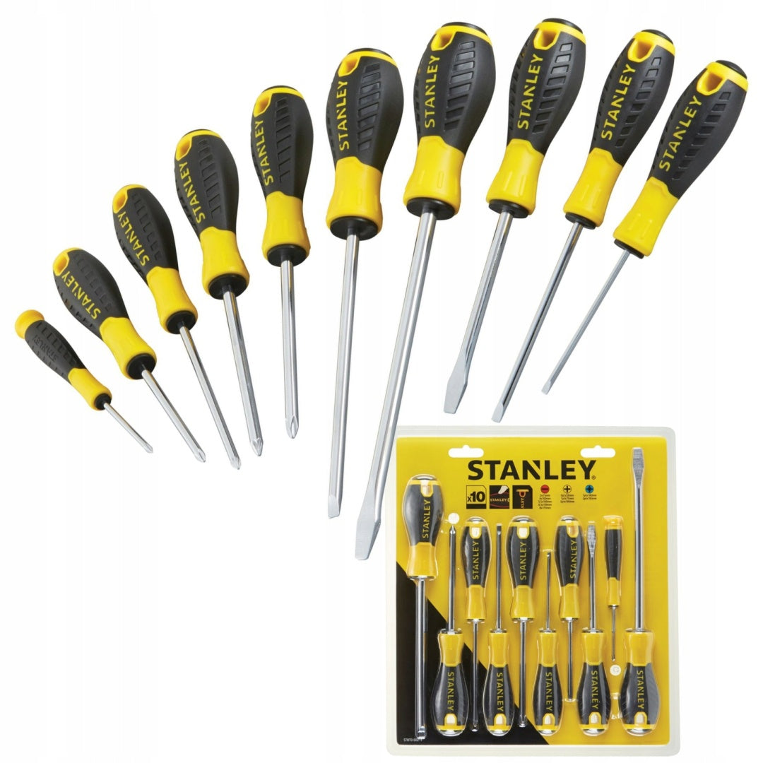 Zestaw wkrętaków Stanley Essential 10 szt śrubokręty płaskie i krzyżakowe PH PZ z końcówką magnetyczną
