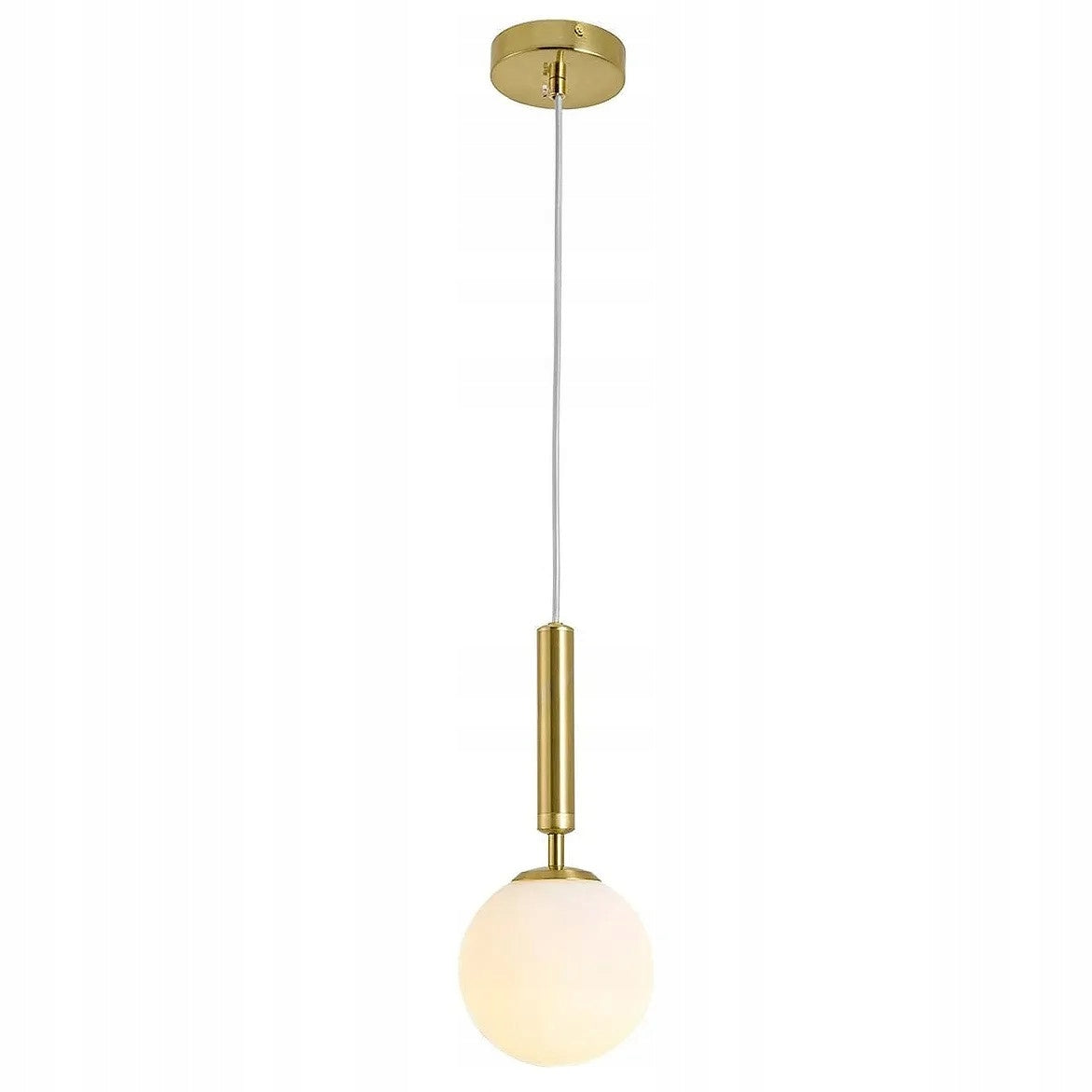 Lampa Wisząca Złota Biała Mleczna Szlkna Kula G108-1W 1 -punkty światła E27 oprawa sufitowa do salonu i jadalni