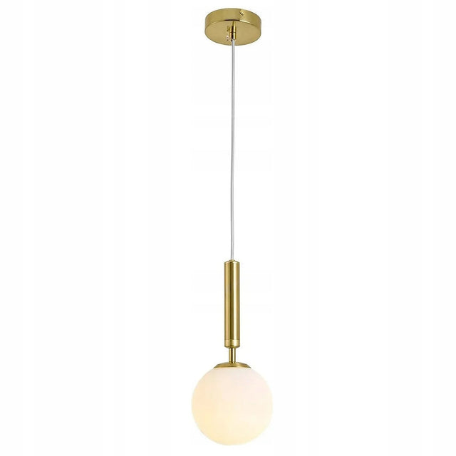 Lampa Wisząca Złota Biała Mleczna Szlkna Kula G108-1W 1 -punkty światła E27 oprawa sufitowa do salonu i jadalni, metalowa, 60 w