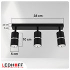 Lampa sufitowa LED kinkiet spot oprawa listwa 3x GU10 tuba czarna srebrna oświetlenie punktowe aluminiowe do salonu