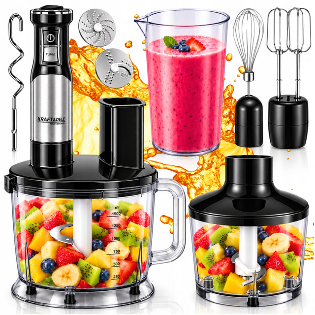 Blender ręczny mikser wielofunkcyjny 1500W tytanowe ostrze funkcja turbo
