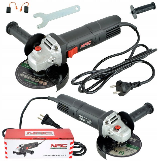 Szlifierka kątowa NAC MOC 950 w tarcza 125 MM obudowa w wersji slim lekka fleks elektryczny 230 V do cięcia i szlifowania, 1,9 kg