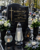 Znicz szklany z opaską lampion kolor srebrny na grób wkład w zestawie parafinowy, 35 cm, długie palenie ponad 75 godzin