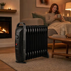 GRZEJNIK OLEJOWY ELEKTRYCZNY 1200W OLEJAK 11 ŻEBEREK XL TERMOSTAT REGULACJA 420 mm 400 mm grzewcza czarny