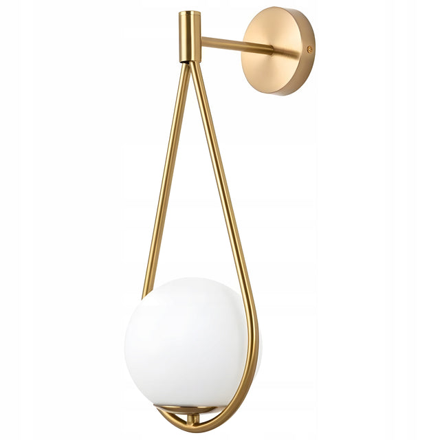 Kinkiet toolight złoty glamour mleczny klosz do salonu sypialni duży 50cm lampa ścienna metalowa E27, 1-punktowa, maks. 60 w