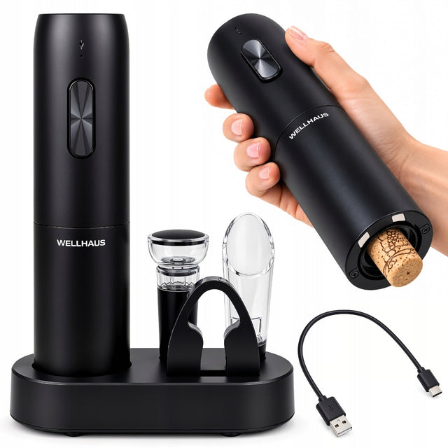 Elektryczny otwieracz korkociąg do wina usb-c zestaw somelierski wellhaus do butelek