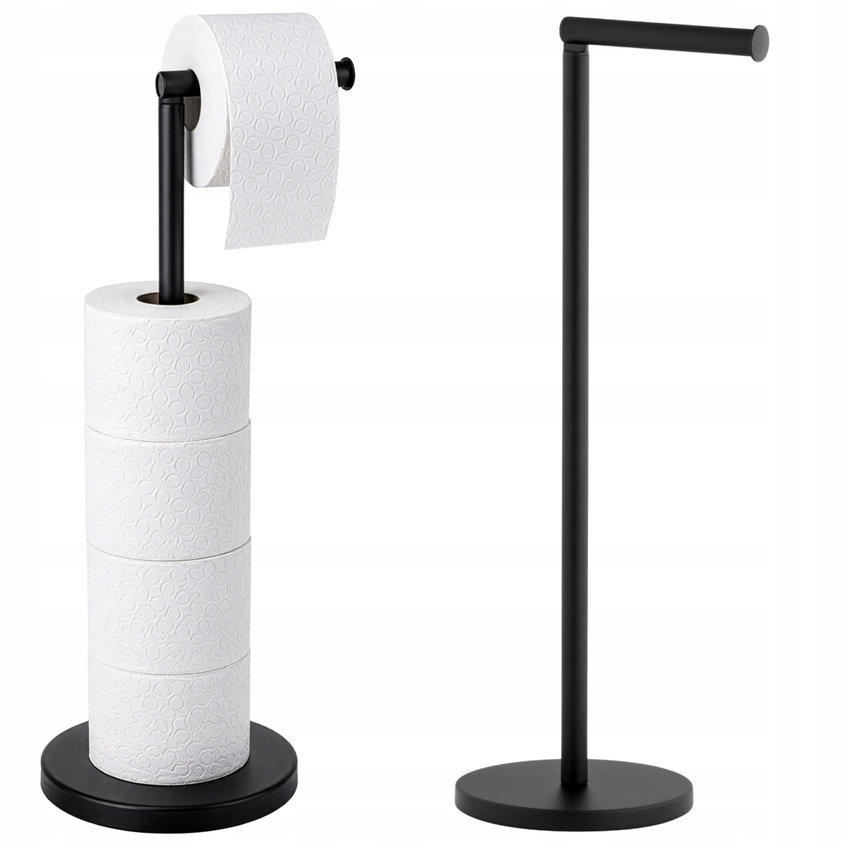 Stojak na papier toaletowy na 4 rolki do WC łazienki toalety czarny loft metalowy wolnostojący uchwyt na zapas