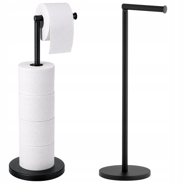 Stojak na papier toaletowy na 4 rolki do WC łazienki toalety czarny loft metalowy wolnostojący uchwyt na zapas, wysokość 56 cm