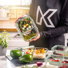 Szklane pojemniki na żywność zestaw pojemników 4x 1l z przegrodami lunchbox do mikrofali, zamrażarki i zmywarki, na