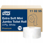 Tork 110255 Papier Toaletowy Mini Jumbo T2 3W 120m 12 Rolek Premium do łazienki, biały, bezzapachowy, z recyklingu