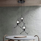 Lampa wisząca sufitowa żyrandol potrójna nowoczesna loft ludzik humanoid 3-punktowa metalowa czarna oprawa E27 do