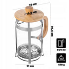 Zaparzacz do herbaty kawy ziół tłokowy kawiarka dzbanek szklany sitko 800ml French press, praska, 4 filiżanki, można