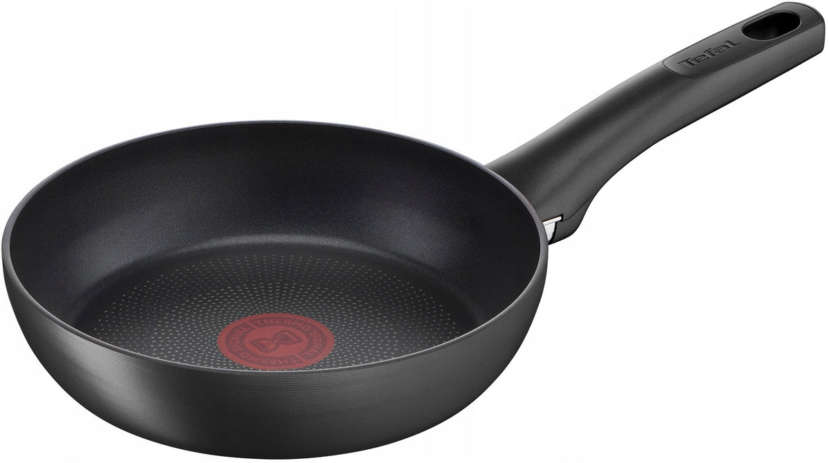 Patelnia Ultimate tefal 20cm tytanowa indukcja naczynie do smażenia, okrągłe, czarne, do zmywarki, na kuchenki gazowe