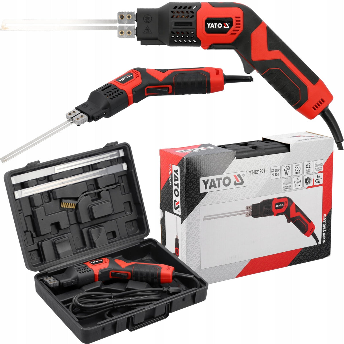 NÓŻ termiczny yato 250W zestaw 2 ostrza 200mm do styropianu z chłodzeniem