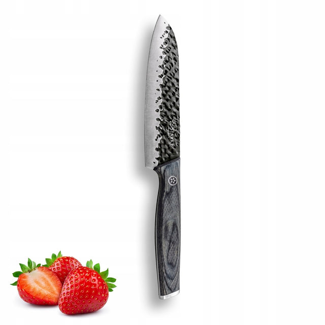 NÓŻ santoku z twardej Stali Japoński kuchenny Starke Pro Hitoshi 12,5 cm do krojenia warzyw, mięsa i ryb, drewniany uchwyt tasowanie siekanie