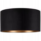 Lampa wisząca duża abażur XL 60cm welur czarny złoty żyrandol sufitowy 3-punktowy, oprawa E27 z tkaniny do salonu