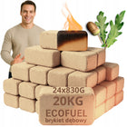 BRYKIET DRZEWNY DĘBOWY LIŚCIASTY DŁUGO SIĘ PALI CZYSTY DĄB ECOFUEL RUF 20KG 20000 cm³