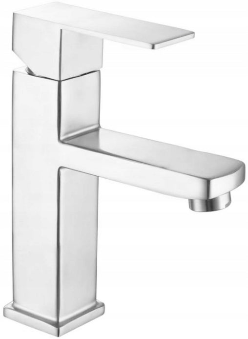 Bateria umywalkowa stojąca niska Mexen Emma łazienkowa inox kran jednouchwytowy ze stałą wylewką