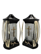Znicz Szkalny Zn-184 Obudowa Domek Złote Boki 29cm lampion nagrobny na cmentarz, parafinowy, czas palenia do 40 godzin