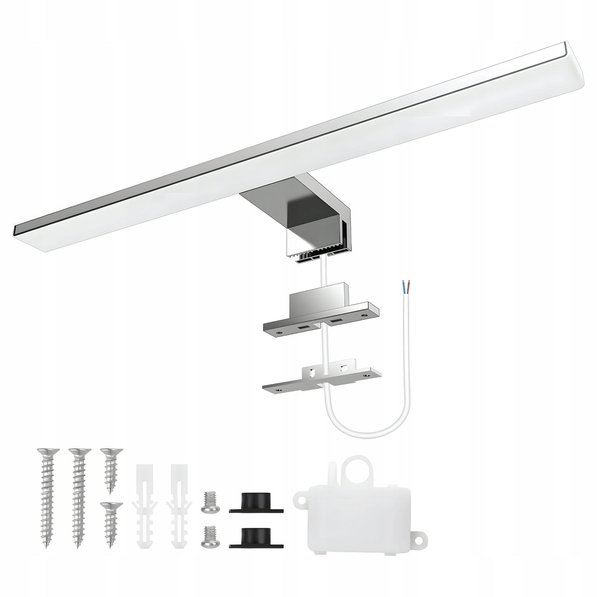 Kinkiet LED IP44 Srebrny 40cm Lampa Łazienkowa Nad Lustro 820lm 4000K 10W oświetlenie przy umywalce, aluminiowa oprawa