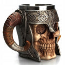 Kubek do kawy 3D czaszka wiking prezent uchwyt metalowy kufel 500 ml, naczynie na napoje