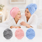 Ręcznik turban do włosów z mikrofibry, szybkoschnący, zestaw 3 sztuk BOTC czapka do osuszania po kąpieli, 25x65 cm