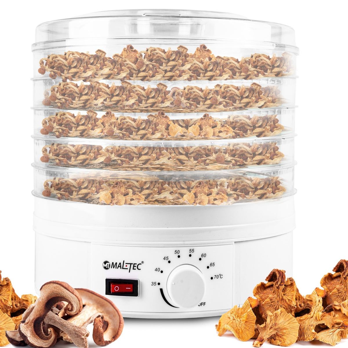 Suszarka spożywcza Maltec DryMaster500W 500 w do grzybów, owoców, warzyw i ziół, dehydrator, 6 sit, regulacja