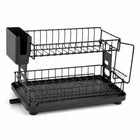 Ociekacz suszarka do naczyń dwupoziomowa na Naczynia stojąca czarna duża stojak metalowy kuchenny talerze kubki sztućce