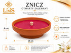 Znicz Ceramiczny Duży Gliniany Otwarty Retro Duży C-7 Czerwony lampion na grób, oświetlenie nagrobne, parafinowy