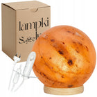 Lampa solna POLSKA 3-4 kg na jasnej BUKOWEJ podstawce kula jonizator MOON