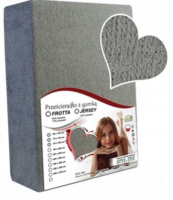 Prześcieradło frotte z gumką 160x200 frote polskie grube frotta grafitowe na materac do 20 cm, do łóżka, tekstylia
