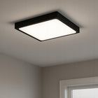 Lampa Sufitowa z Czujnikiem Ruchu Plafon Kwadratowy Czarny 2xE27 30,5cm oprawa do korytarza przedpokoju klatki