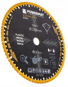 Tarcza diamentowa Powermat 230 mm uniwersalna 22,2 mm tnąca do betonu, cegły, drewna, kamienia, metalu, PCV, stali i