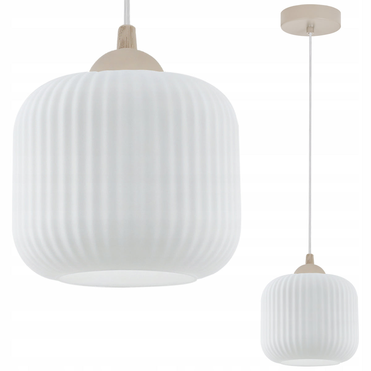Lampa wisząca sufitowa żyrandol biały pojedynczy szklany kaszmirowy beżowy oprawa oświetleniowa do salonu i sypialni