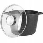 Duży garnek marmurowy głęboki z pokrywką do rosołu wysoki XXL 24cm / 6,2l naczynie aluminiowe kuchenne, do gotowania
