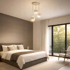 Lampa sufitowa wisząca żyrandol LED 3x E27 Beżowa złota żyrandol loft gold metalowa oprawa oświetleniowa do salonu i