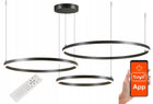 LAMPA WISZĄCA 3 RINGI SUFITOWA żyrandol 100W PILOT 40/60/80 xxl TUYA PAMIĘĆ czarna oprawa LED z aluminium do salonu i