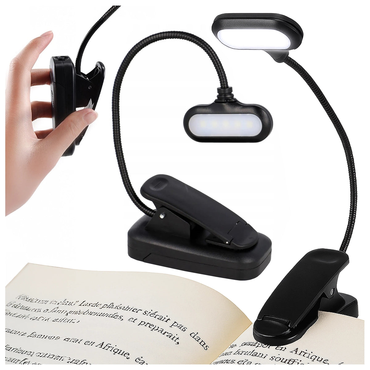 LAMPKA DO CZYTANIA KSIĄŻEK LED NOCNA BIURKOWA BEZPRZEWODOWA USB Z KLIPSEM oświetlenie zaciskowe, zasilanie bateryjne