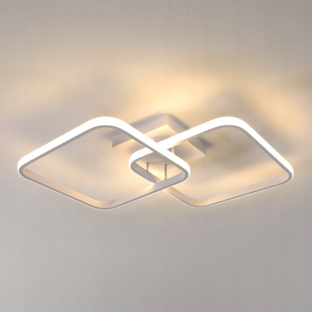 Lampa Sufitowa LED Żyrandol Kwadratowy Biały Nowoczesny 42W 3000K oprawa do salonu i jadalni, ciepła barwa, 2 punkty świetlne, aluminium, 64 cm