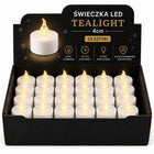 Wkłady LED Tealight świeczki 24 szt białe 4cm płomień baterie w zestawie podgrzewacze dekoracyjne do świeczników i