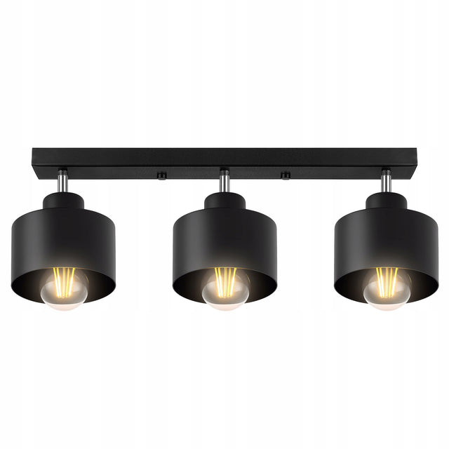 Lampa wisząca sufitowa żyrandol plafon LED E27 loft do kuchni, salonu 3-punktowa czarna metalowa oprawa do jadalni i sypialni
