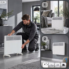 Grzejnik elektryczny energooszczędny konwektorowy VECTO 1000W 1kW+TERMOSTAT 468 mm 460 mm grzewcza biały