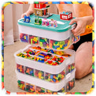 Pojemnik na klocki lego zabawki organizer 3-PIĘTROWY z przegródkami 18 L pudełko plastikowe do przechowywania