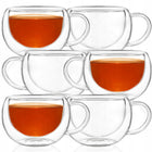 6x SZKLANKA TERMICZNA Z UCHEM 300ml DO KAWY LATTE HERBATY filiżanka ZESTAW kubki z podwójną ścianką, szkło bezbarwne