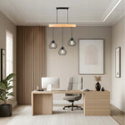 Lampa Wisząca Sufitowa LED Zwis Belka Drewniana Loft Druciana Czarna 3xE27 czarny drewno