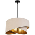 Lampa sufitowa wisząca pojedyncza żyrandol glamour złoty abażur do salonu oprawa oświetleniowa z tkaniny, E27 60 w, 40