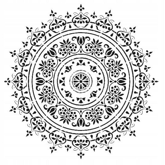 Szablon tynkarski LuxBud Mandala 2 92 x 92 cm Wielokrotnego Użytku ornament do dekoracji ścian, wzór 3D do tynku