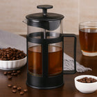 Zaparzacz do herbaty kawy french press 1l szklany czarny montessa dzbanek z tłokiem, praska tłokowa, 4 filiżanki, mycie