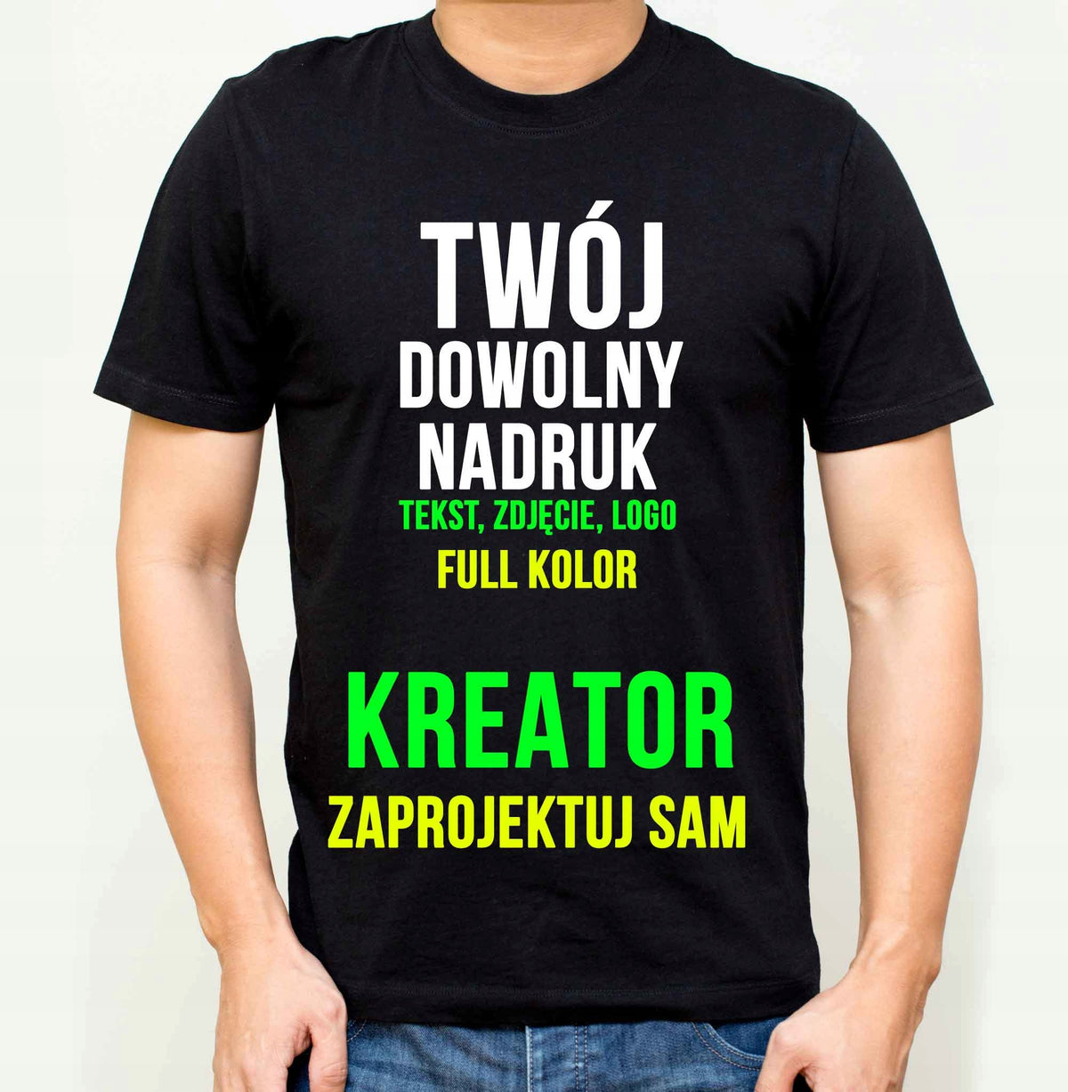 Koszulka, t-shirt z twoim własnym nadrukiem - Kreator Zaprojektuj Sam odzież z indywidualną grafiką, personalizowany