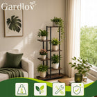 Kwietnik Stojący Metalowy Stojak na Kwiaty Rośliny Loft Półki 6 Poziomowy regał doniczkowy 113 cm brązowo-czarny